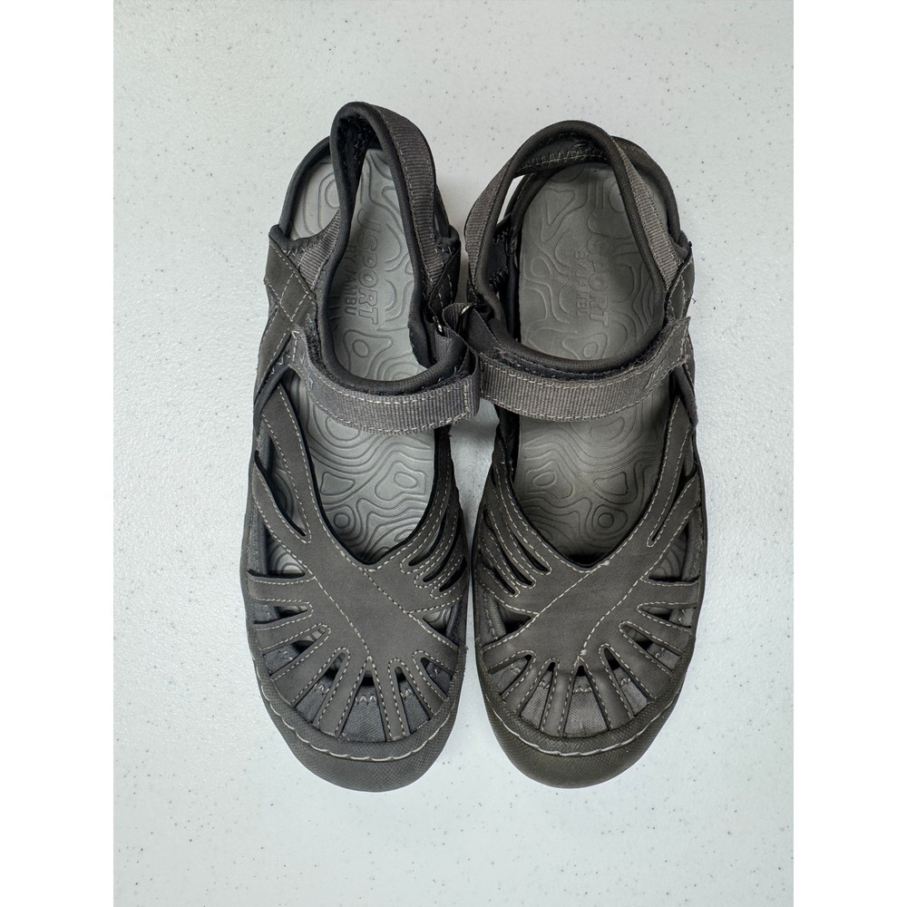 JSport by Jambu Regatta Sandals Women 7.5‎ Grey Sporty Strappy Comfort Footbed